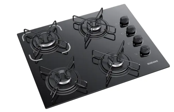 Cooktop 4 Bocas Itatiaia Essencial com Mesa de Vidro Temperado e Acendimento Automático Preto Bivolt